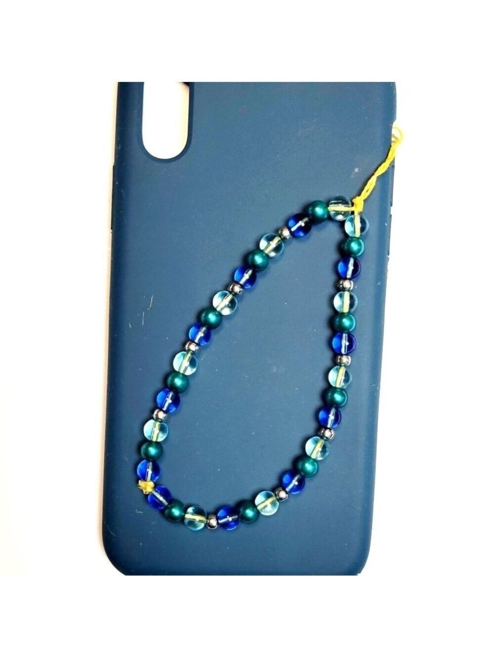 Cellphone Wristlet Strap Glass Bead Silver Spacer